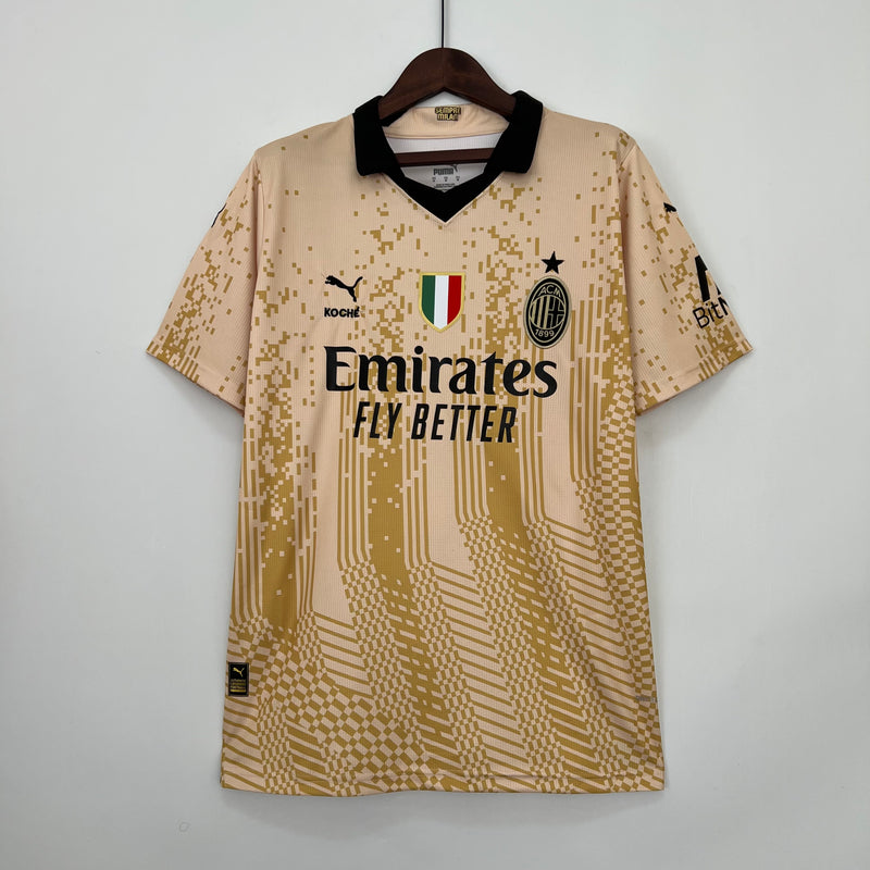 Camisa Milan Away 2023/24 - Puma Torcedor Masculina - Bege/Preta
