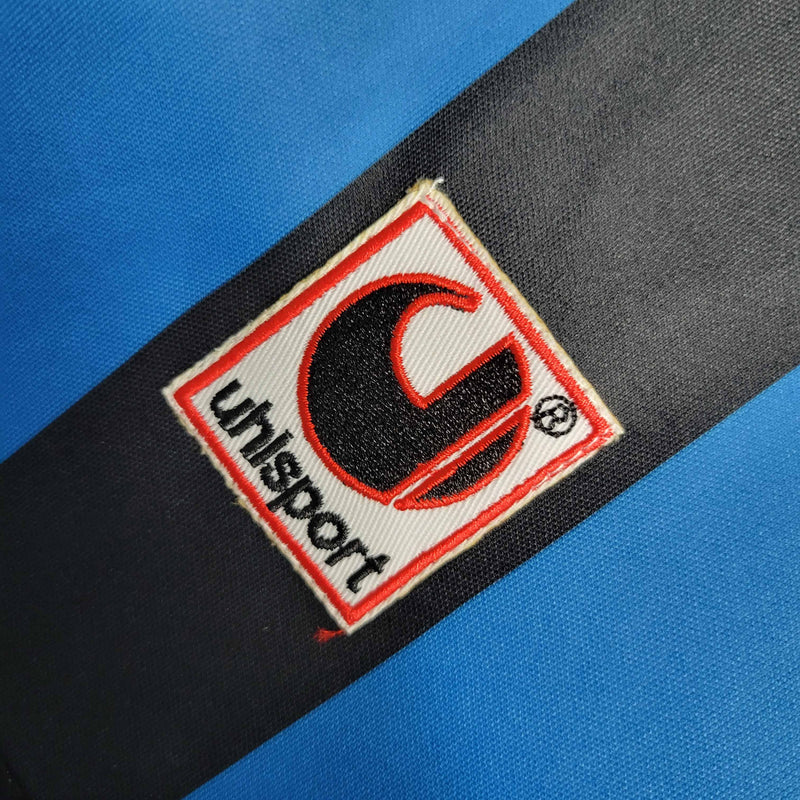 Camisa Manga Longa Inter de Milão Home 1988/90 - Uhisport Retrô Masculina - Azul/Preta
