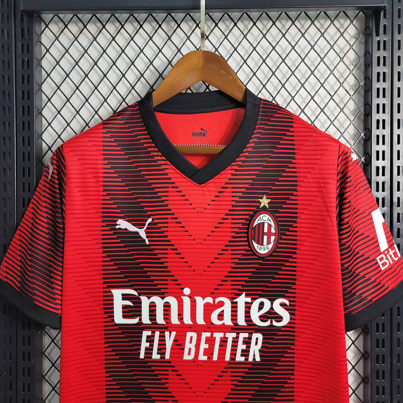 Camisa AC Milan Home 2023/24 - Puma Torcedor Masculina - Vermelha/Preta