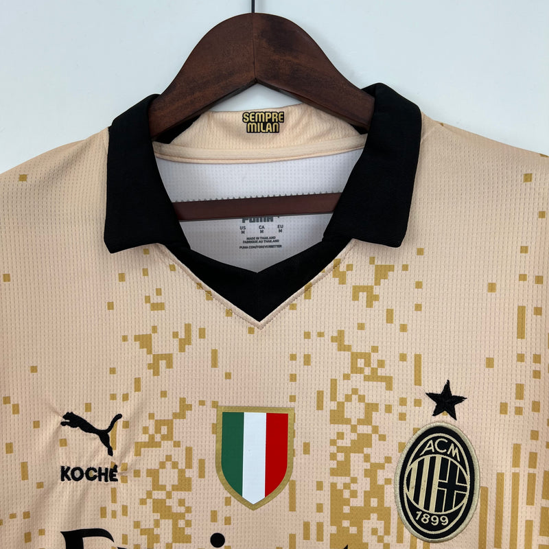Camisa Milan Away 2023/24 - Puma Torcedor Masculina - Bege/Preta