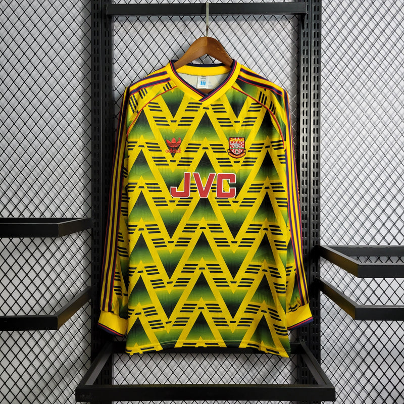 Camisa Arsenal Manga Longa Away 1991/93 - Adidas Retrô Masculina - Amarela/Preta