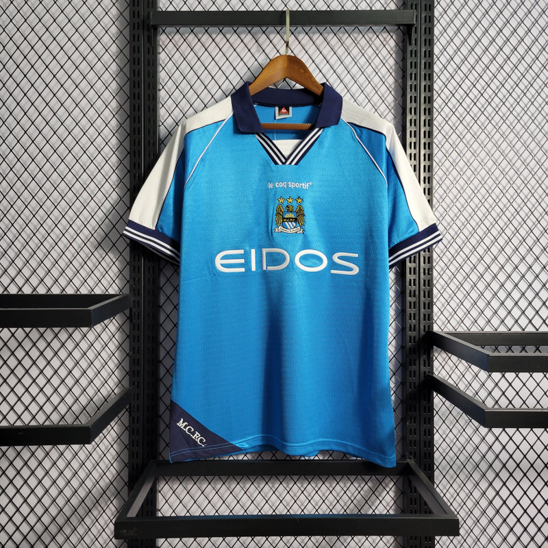 Camisa Manchester City Home 1999/01 - Sportif Retrô Masculina - Azul/Branca