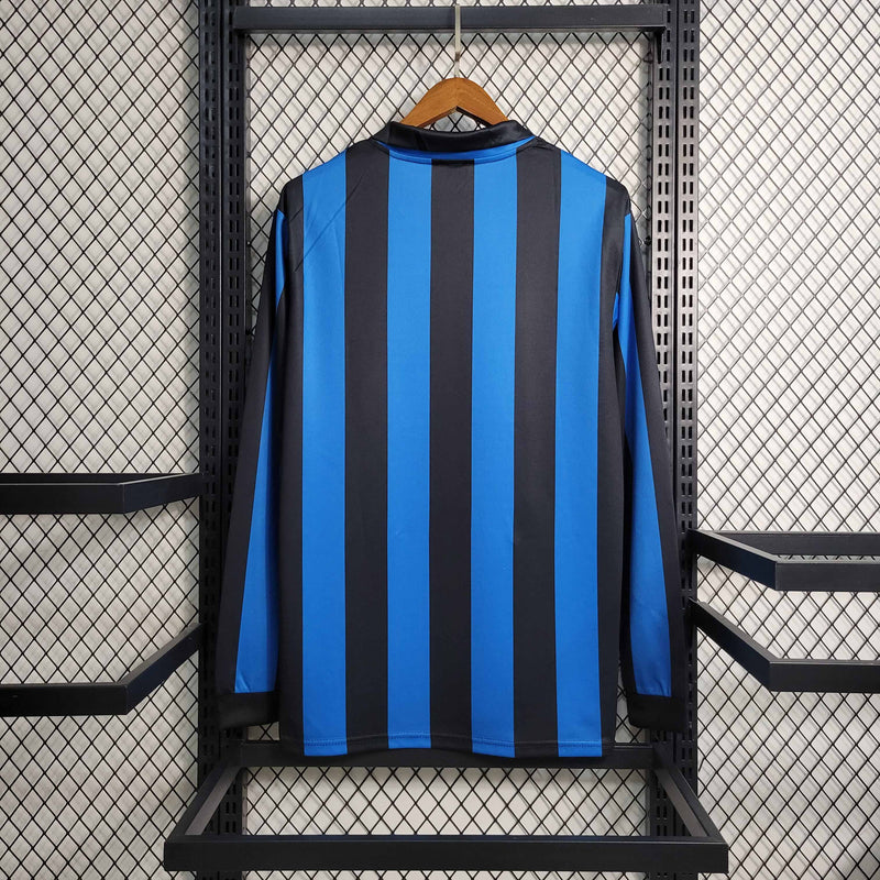 Camisa Manga Longa Inter de Milão Home 1988/90 - Uhisport Retrô Masculina - Azul/Preta