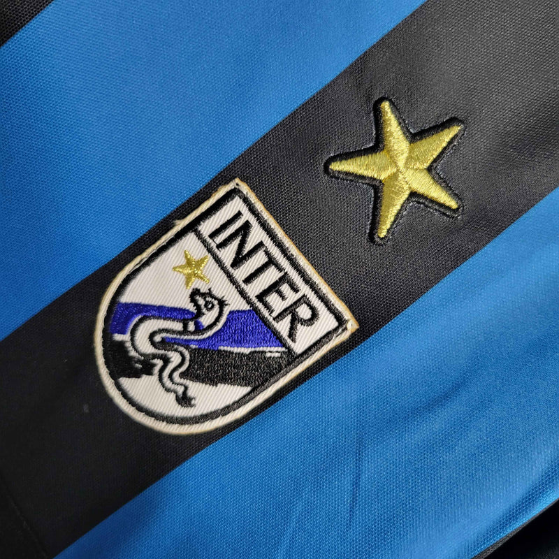 Camisa Manga Longa Inter de Milão Home 1988/90 - Uhisport Retrô Masculina - Azul/Preta