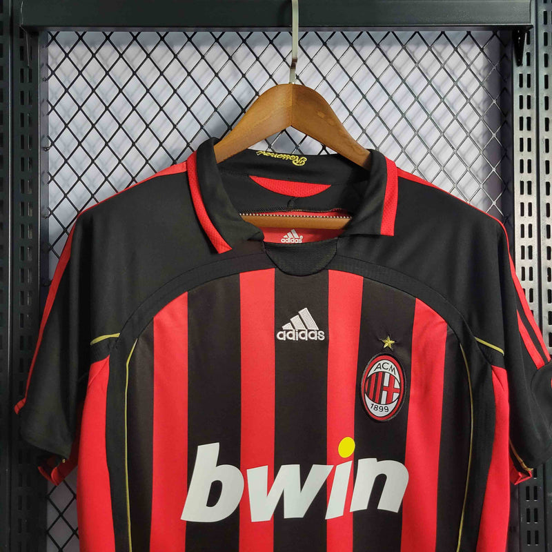 Camisa Milan Home 2006/07 - Adidas Retrô Masculina - Vermelha/Preta