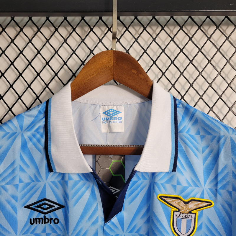 Camisa Lazio Home 1991 - Umbro Retrô Masculina - Azul/Branca
