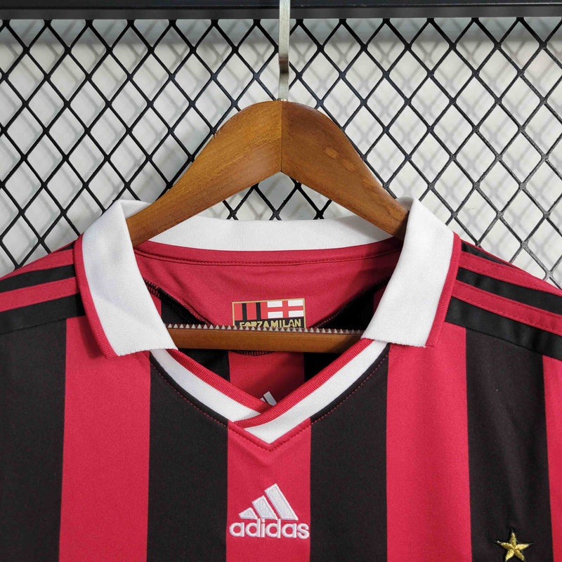 Camisa Milan Home 2009/10 - Adidas Retrô Masculina - Vermelha/Preta