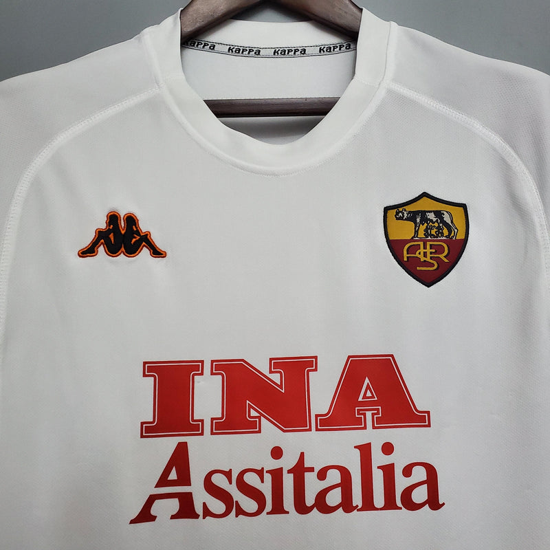 Camisa Roma Away 2001 - Kappa Retrô Masculina - Branca/Vermelha