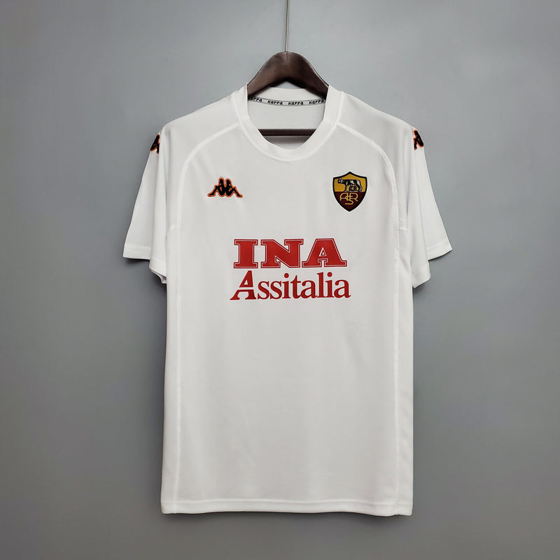Camisa Roma Away 2001 - Kappa Retrô Masculina - Branca/Vermelha