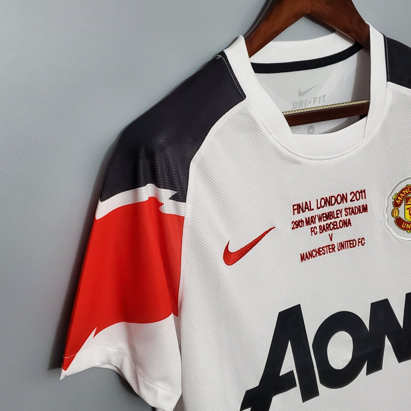 Camisa Manchester United Away 2010/11 - Champions League - Nike Retrô Masculina - Branca/Vermelha