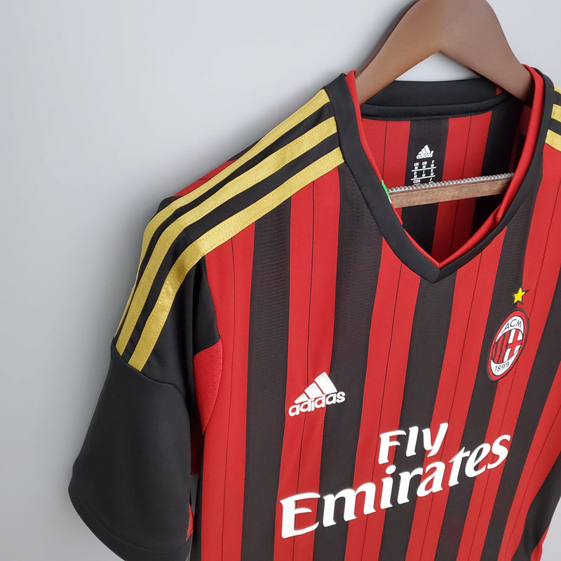 Camisa Milan Home 2013/14 - Adidas Retrô Masculina - Vermelha/Preta
