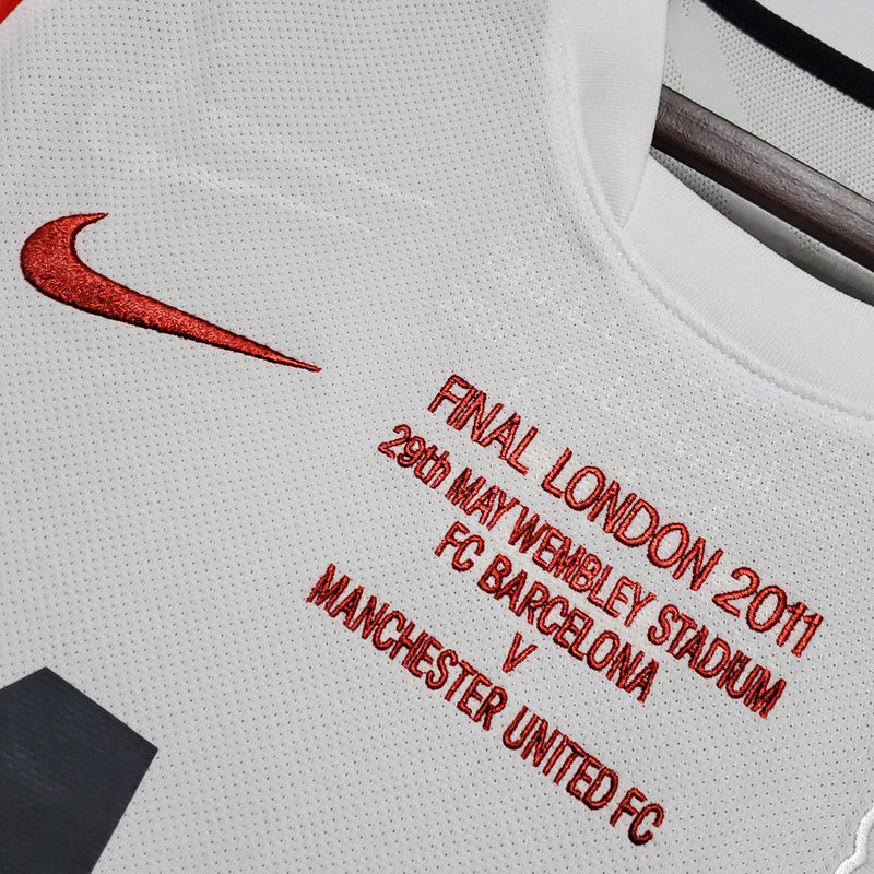 Camisa Manchester United Away 2010/11 - Champions League - Nike Retrô Masculina - Branca/Vermelha