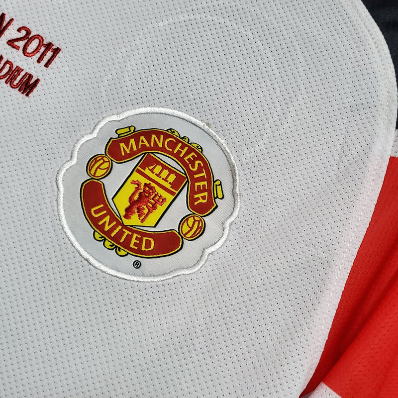 Camisa Manchester United Away 2010/11 - Champions League - Nike Retrô Masculina - Branca/Vermelha