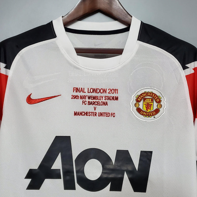 Camisa Manchester United Away 2010/11 - Champions League - Nike Retrô Masculina - Branca/Vermelha