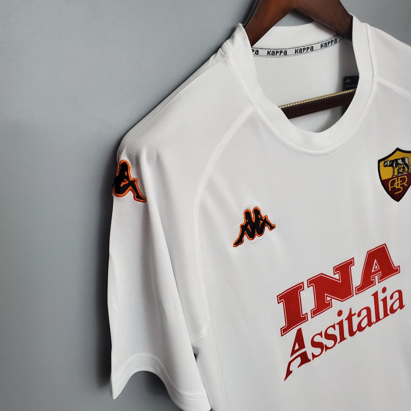 Camisa Roma Away 2001 - Kappa Retrô Masculina - Branca/Vermelha