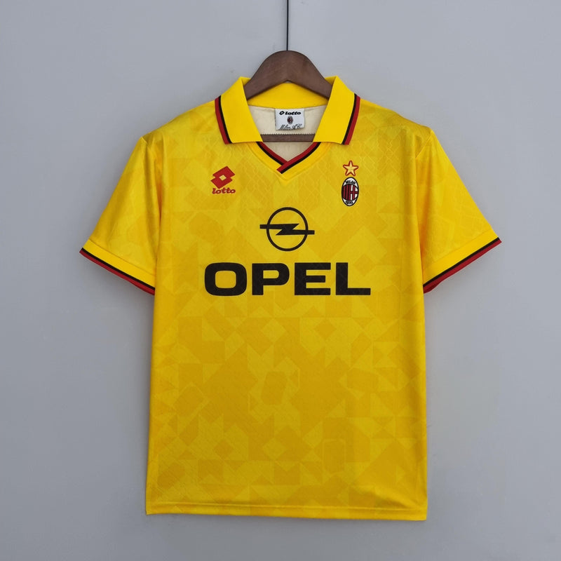 Camisa Milan Away 1995/96 - Lotto Retrô Masculina - Amarela/Preta