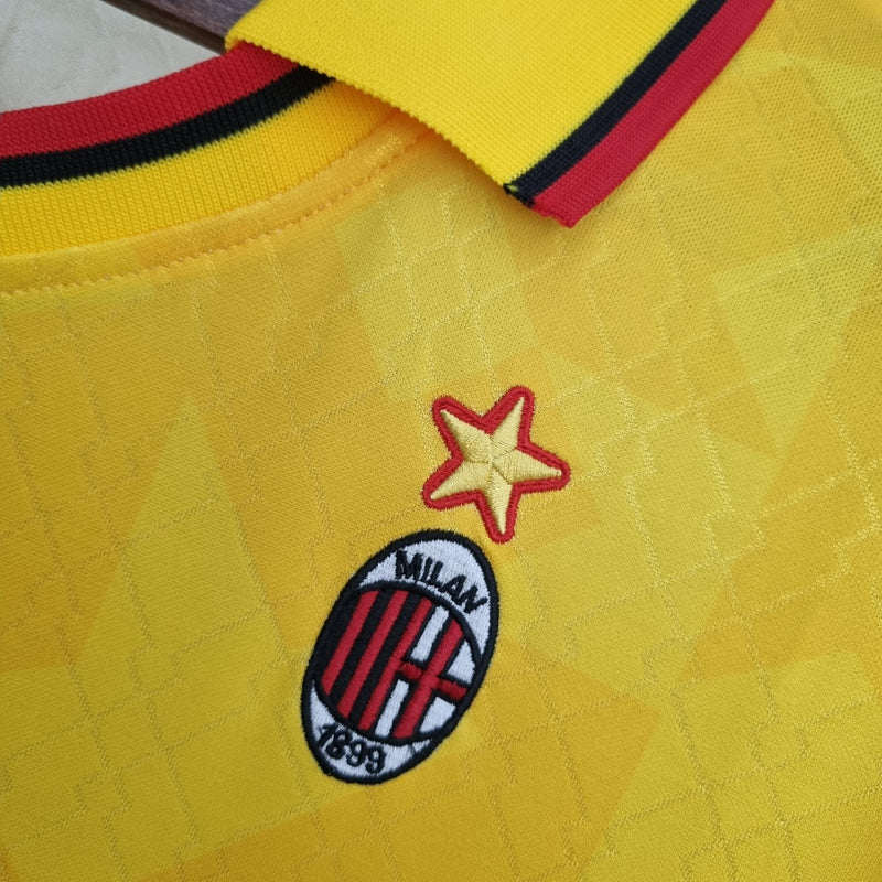Camisa Milan Away 1995/96 - Lotto Retrô Masculina - Amarela/Preta
