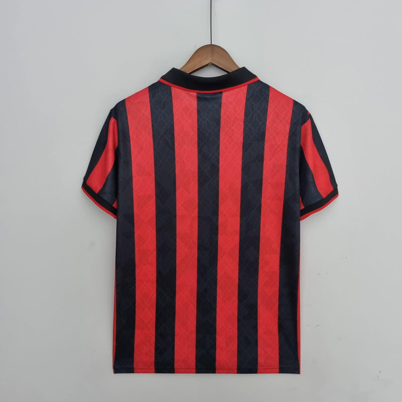 Camisa Milan Home 1995/96 - Lotto Retrô Masculina - Vermelha/Preta