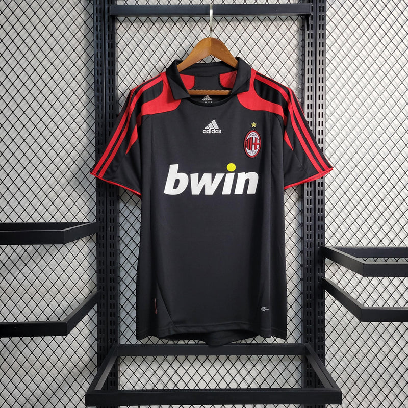 Camisa Milan Away 2007/08 - Adidas Retrô Masculina - Preta/Vermelha