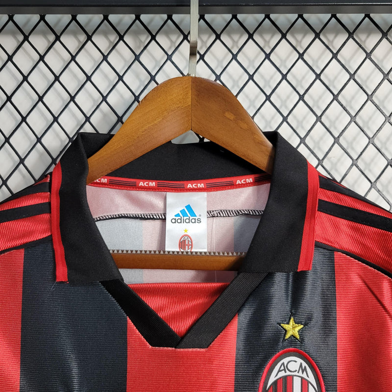 Camisa Milan Home 1998/99 - Adidas Retrô Masculina - Vermelha/Preta