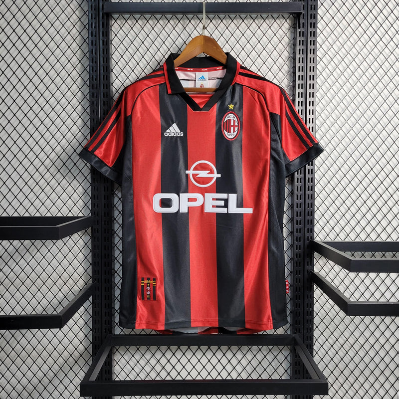 Camisa Milan Home 1998/99 - Adidas Retrô Masculina - Vermelha/Preta