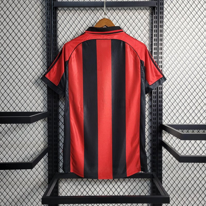 Camisa Milan Home 1998/99 - Adidas Retrô Masculina - Vermelha/Preta