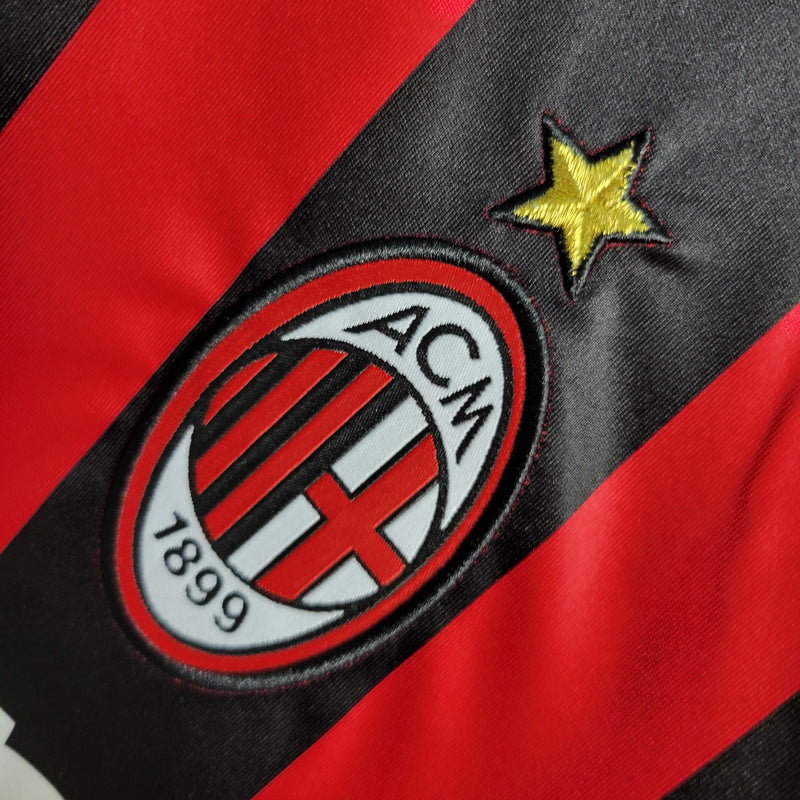 Camisa Manga Longa Milan Home 2006/07 - Adidas Retrô  Masculina - Vermelha/Preta