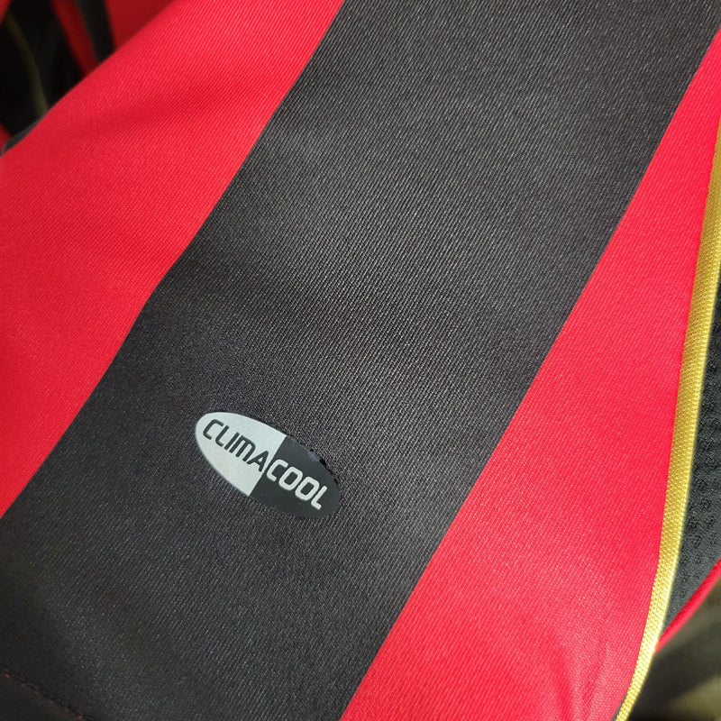 Camisa Manga Longa Milan Home 2006/07 - Adidas Retrô  Masculina - Vermelha/Preta