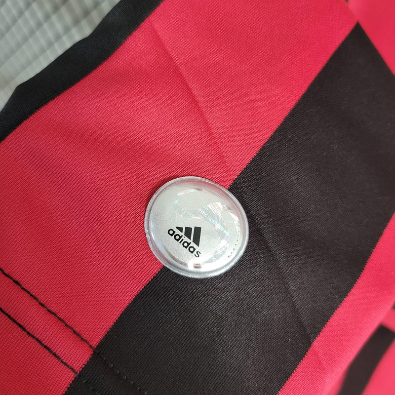 Camisa Manga Longa Milan Home 2009/10 - Adidas Retrô Masculina - Vermelha/Preta