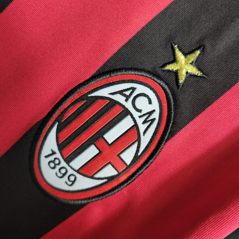 Camisa Manga Longa Milan Home 2009/10 - Adidas Retrô Masculina - Vermelha/Preta
