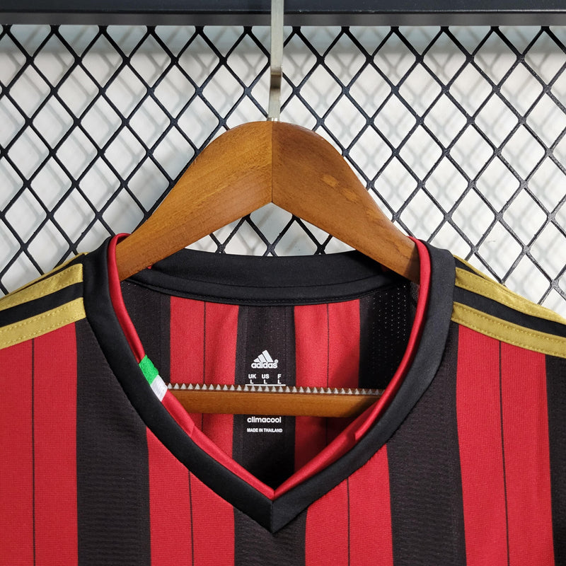 Camisa Manga Longa Milan Home 2013/14 - Adidas Retrô Masculina - Vermelha/Preta