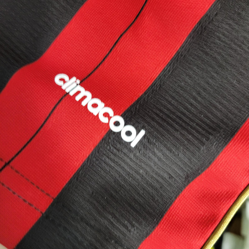 Camisa Manga Longa Milan Home 2013/14 - Adidas Retrô Masculina - Vermelha/Preta