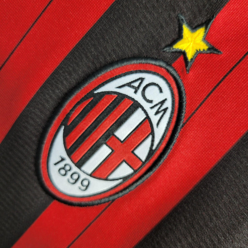 Camisa Manga Longa Milan Home 2013/14 - Adidas Retrô Masculina - Vermelha/Preta