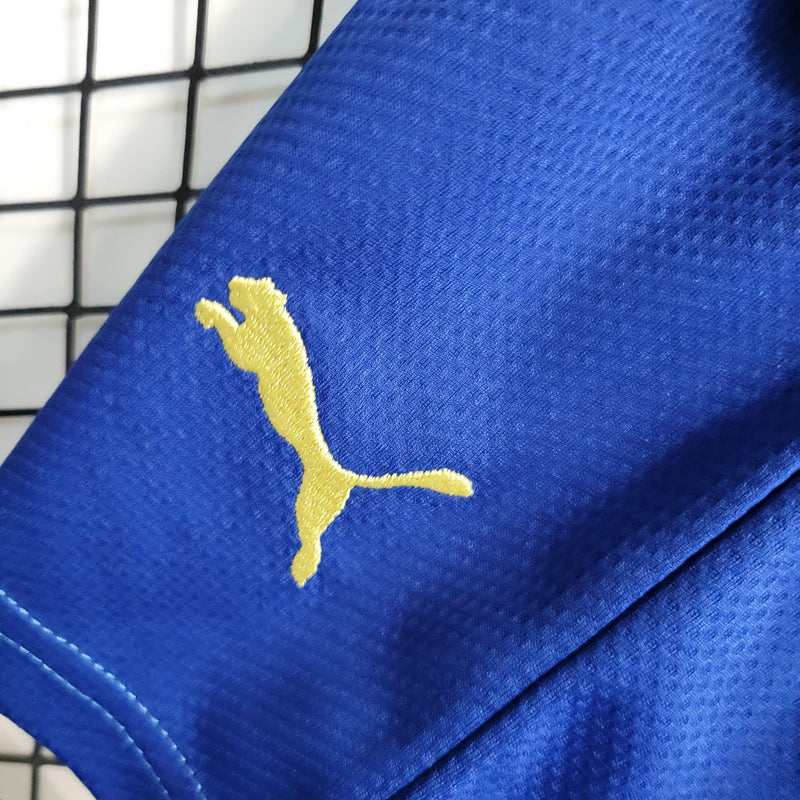 Kit Infantil Manchester City Away 2023/24 - Puma - Azul/Dorada
